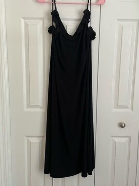 Zara Black Maxi Dress with Ruffle Strap Details